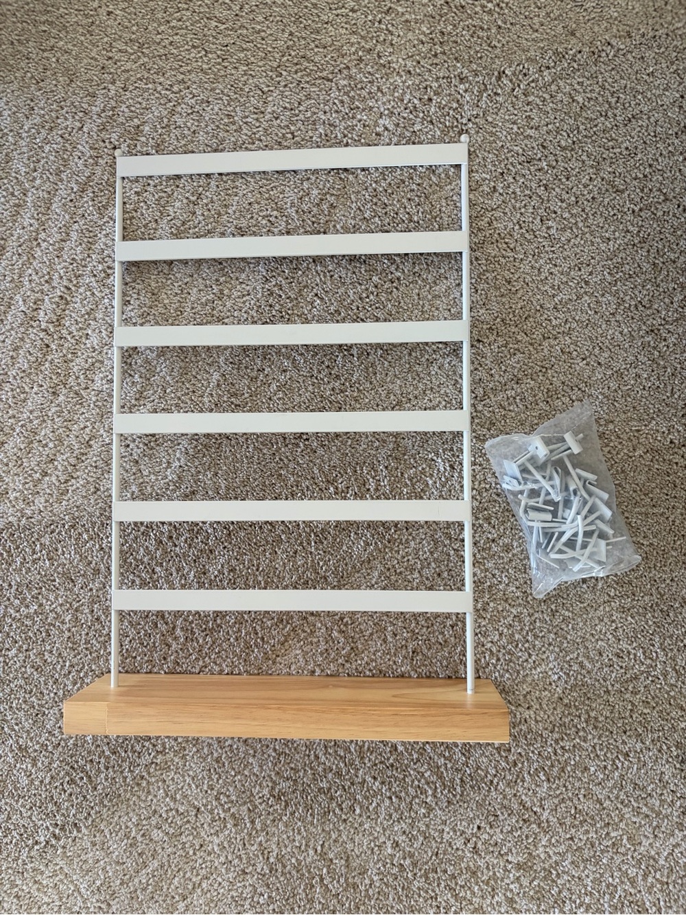 Jewelry Organizer Stand - White Metal Wood Home Wall Decor Earrings Necklaces